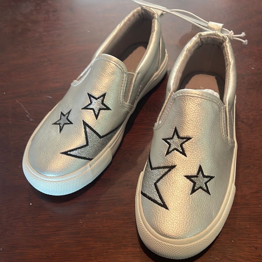 Girls size 13 silver sneakers slide-ons by Joe Fresh